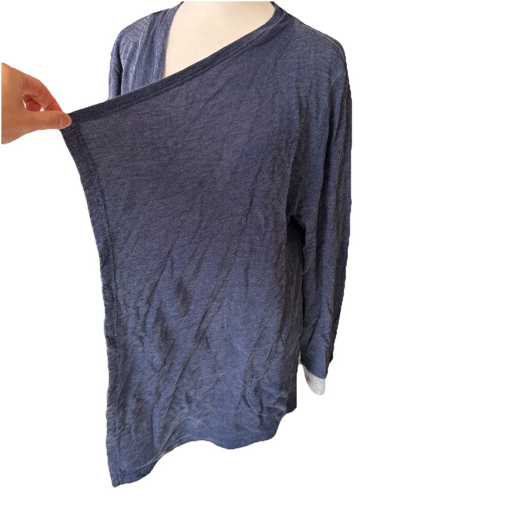 Fresh Produce Womens Large Cardigan Sweater Open Front Blue Waterfall Pockets - Picture 5 of 9